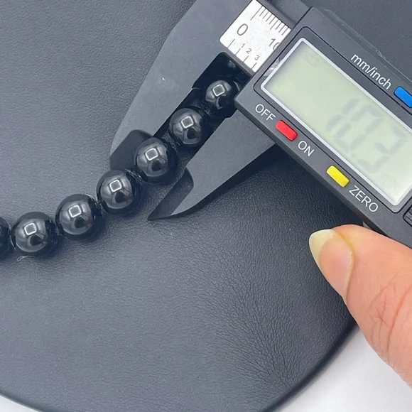 Judith Ripka Heavy 10mm Onyx Bead Necklace Sterling Silver CZ Center Piece 18” - Picture 9 of 9